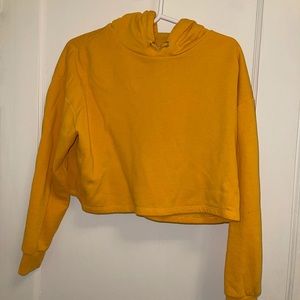 H&M yellow mustard color crop hoodie
